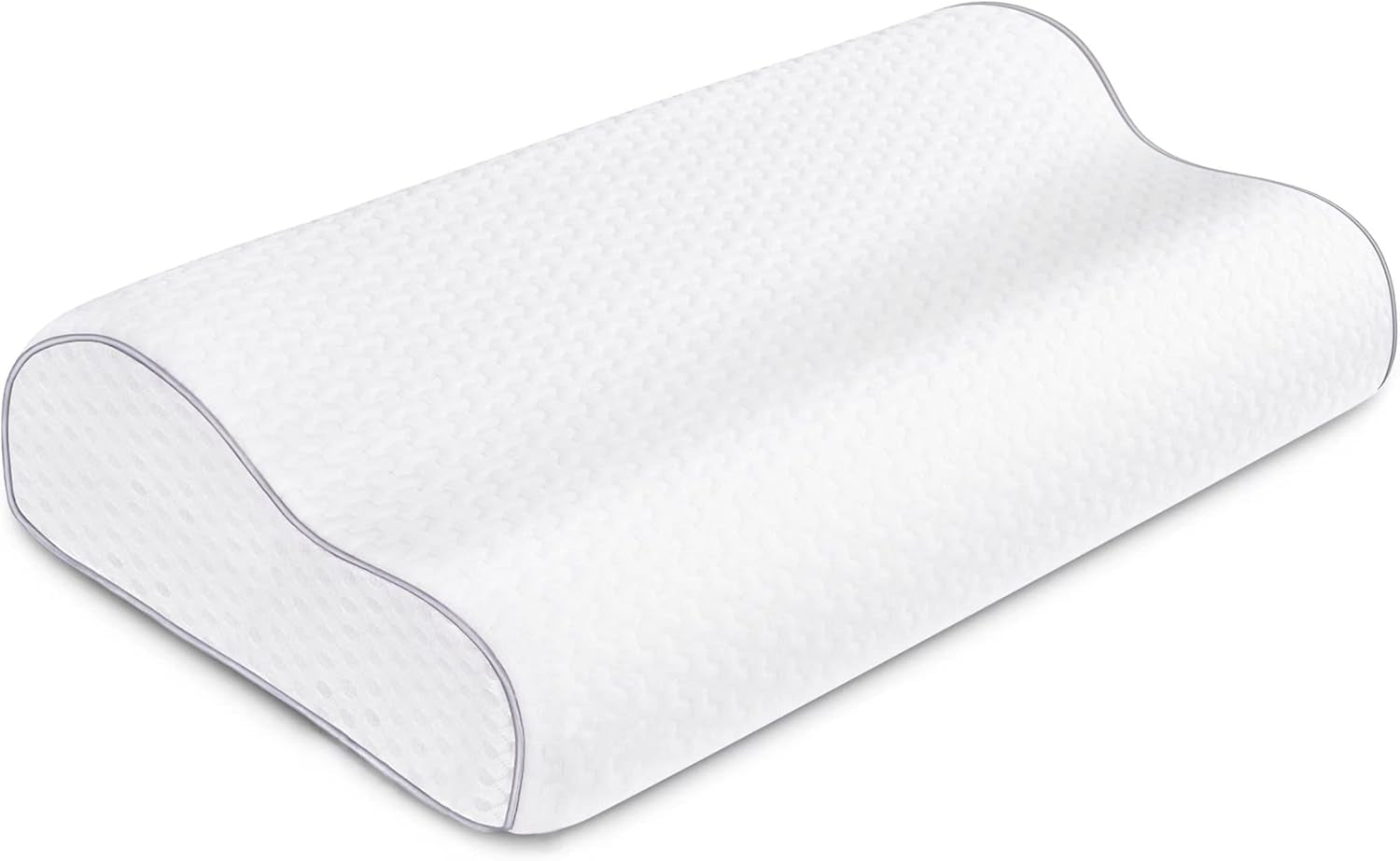 BDTFO Almohada ortopédica de espuma viscoelástica para el dolor de cuello, almohada ortopédica para el contorno cervical, soporte para el cuello para la espalda, el estómago, para dormir de lado, con funda lavable y transpirable con cremallera, almohadas ortopédicas cervicales Naty Shop Wave White