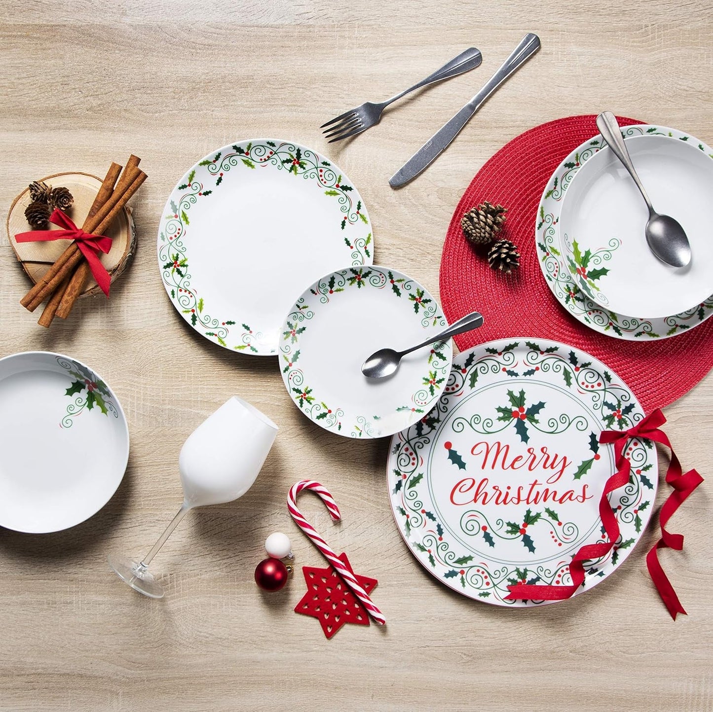 Excelsa SERV.TAV.18 PZ NAVIDAD ACEBO Weiß