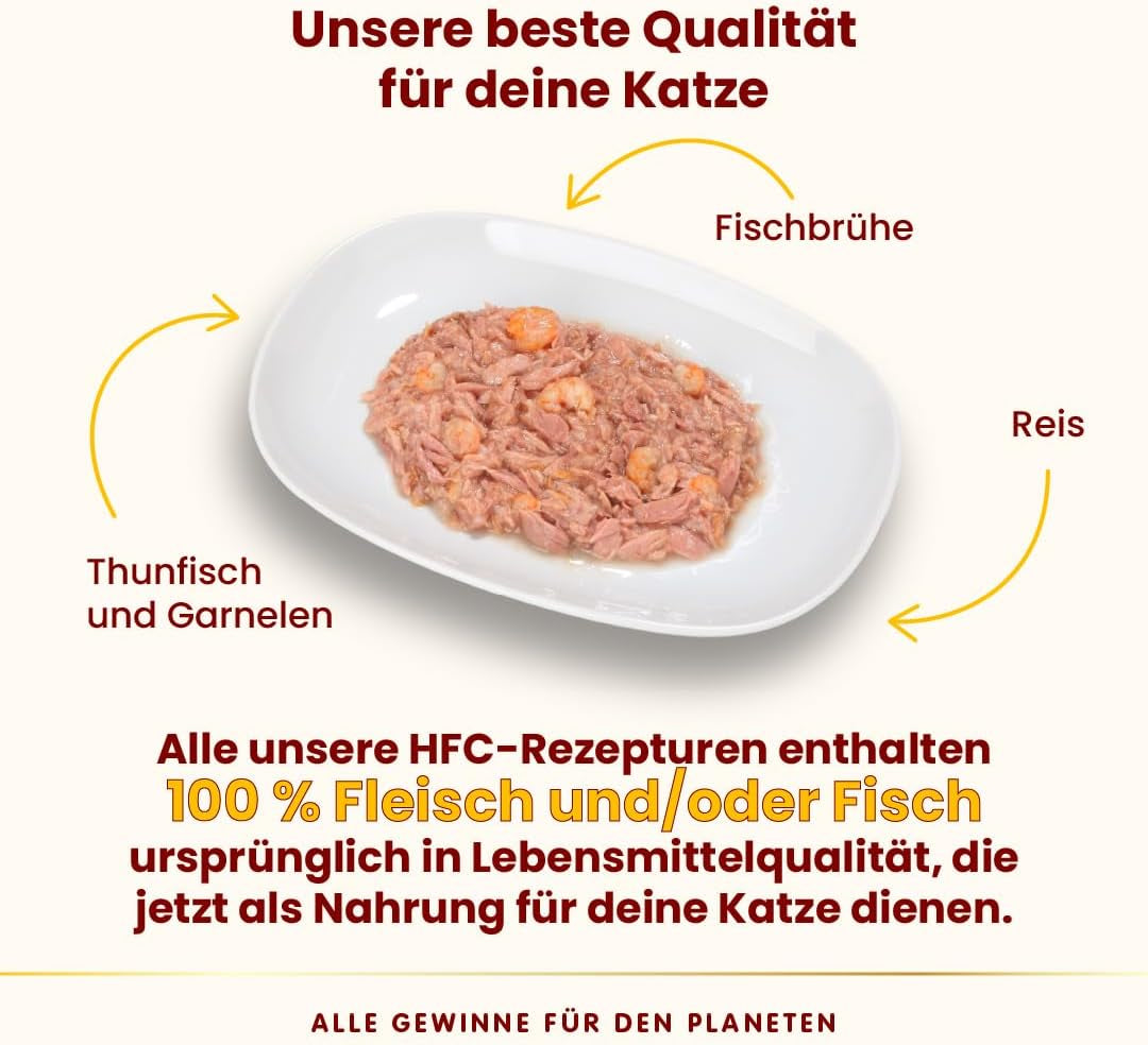 Almo Nature HFC Comida húmeda natural para gatos - Atún y camarones, paquete de 24 (24 x 70 g)
