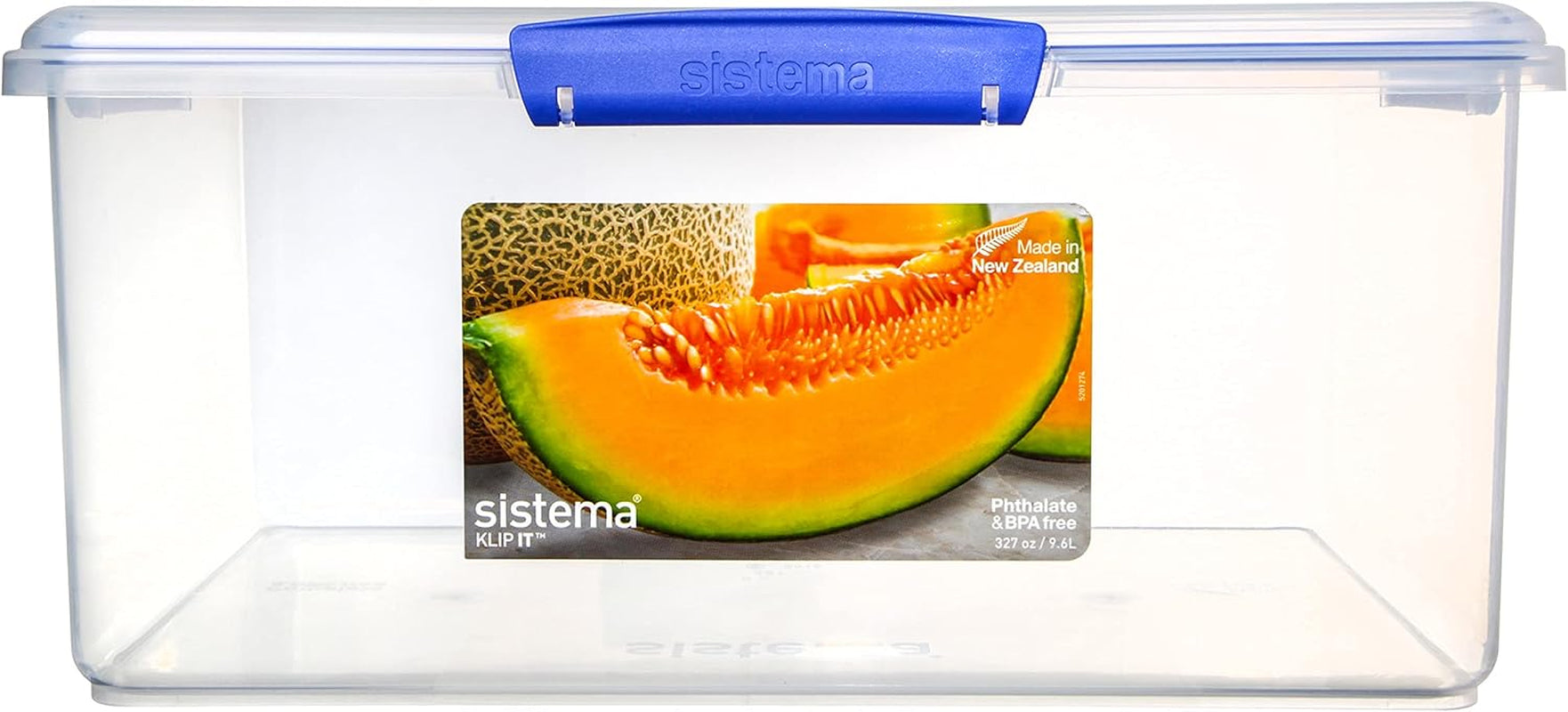 Tarro para almacenamiento de alimentos KLIP IT System | 9,67 litros | tarro de almacenamiento apilable y hermético con tapa, apto para frigorífico/congelador | Plástico sin BPA | clips azules | 1 pieza (paquete de 4) cajas de almacenamiento de alimentos Naty Shop