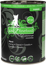 Comida húmeda para gatos Catz Finefood Purrrr Horse Monoprotein no. 123, para gatos con digestión sensible, 70% de contenido de carne, 6 cajas x 400 g