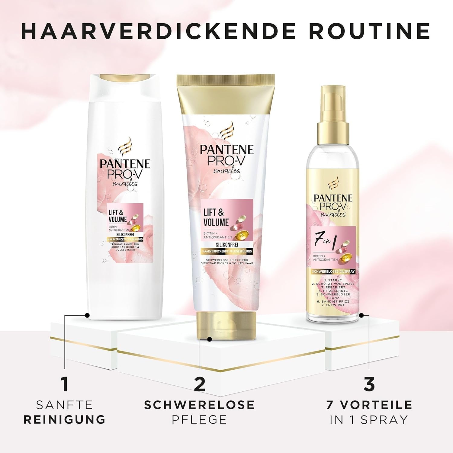 Pantene Pro-V Champú espesante elevador y volumen con biotina, sin silicona Pantene Shower & Bath