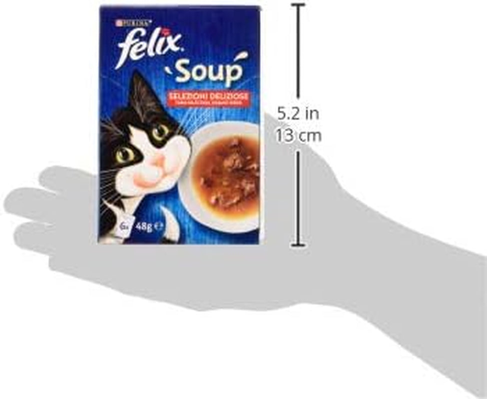 PURINA Suppe Katze Köstliche Auswahl mit Rindfleisch, mit Hen, mit Lamm - 48 Beutel à 48 g je 48 g (8 Packungen à 6 x 48 g)