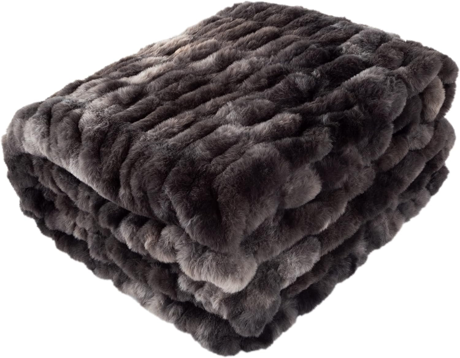 Lavish Home Manta Extragrande De Piel Sintética Gerüschte, 152,4 X 203,2 Cm, Piel Sintética Jacquard, Manta Tamaño Queen para Camas Y Sofás, Gris Lavish Home Camas Y Mantas Negro