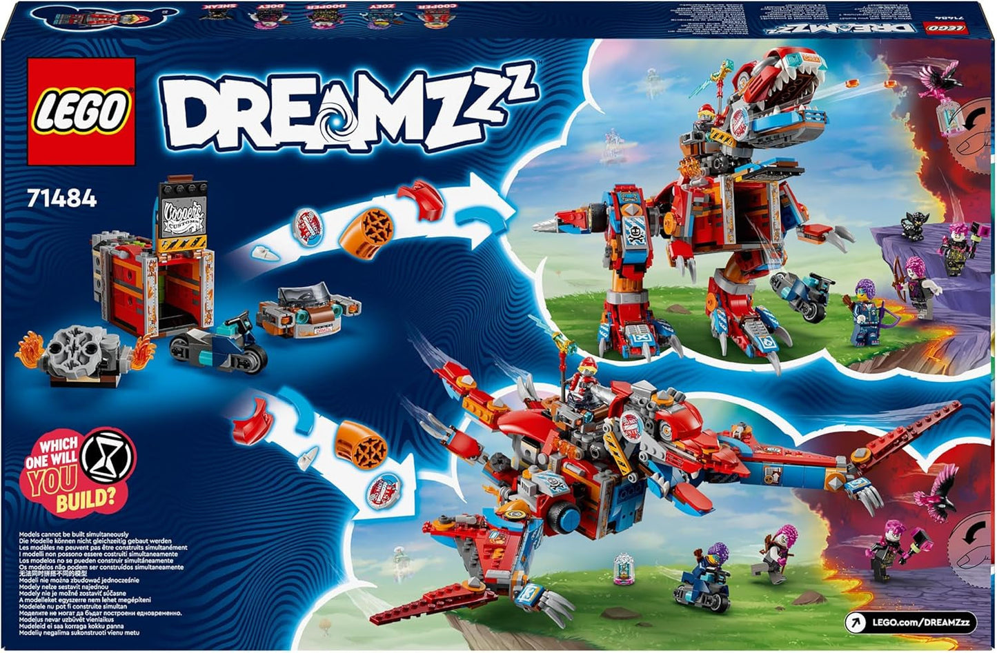 LEGO Dreamzzz 2 en 1 Coopers Dino-Mech C-Rex Pterodáctilo T.Rex Figura de acción para niños y niñas Set de aventuras de juguetes creativos Regalo para niños 9 años 71484 Juegos de construcción Beuche den LEGO-Store