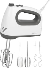 Mezclador Clatrónico | Motor Kraftvoller de 400 vatios | Batidora de mano | Turbostufe y 5 Geschwindigkeitsstufen | Batidora de mano | Spülmaschinengeeignete Edelstahlquirle Und -Knethaken | HM 3775 Cocina Naty Shop Weiß-Grau 400 Watt