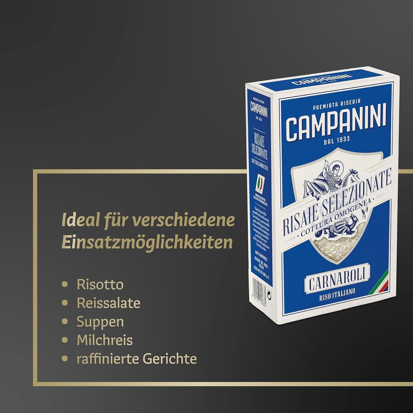 RISO CARNAROLI | Risotto de arroz | 500 g de Italia | Risottos y Sopas | RISERA CAMPANINI