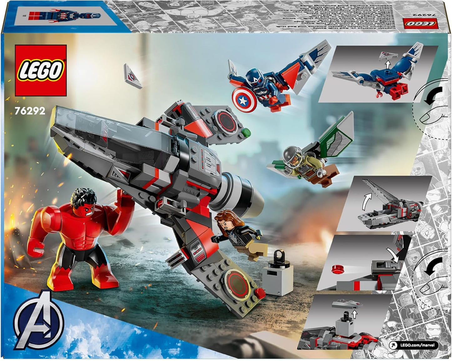 LEGO Marvel Enfrentamiento entre el Capitán América y Hulk Rojo Regalo para niños Jet Set para construir Juguete de superhéroe para niños y niñas Juguete de construcción de aventuras de 8 años 76292 Juegos de construcción Besuche den LEGO-Store
