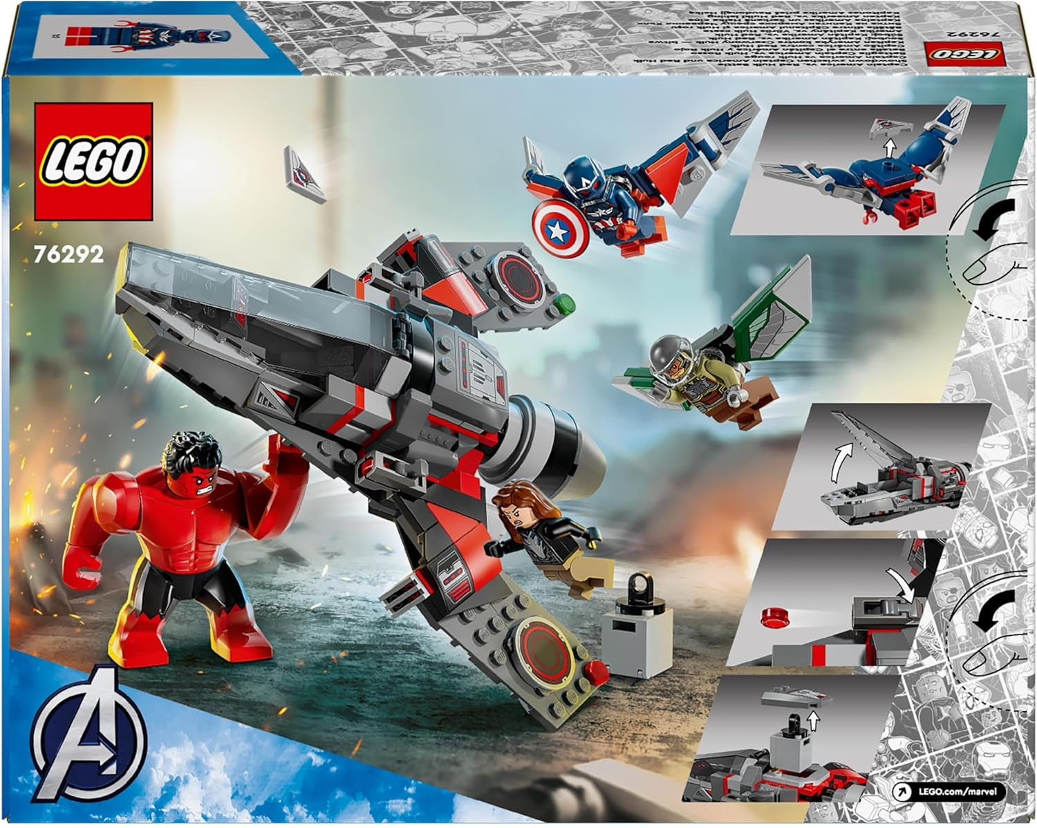 LEGO Marvel Enfrentamiento entre el Capitán América y Hulk Rojo Regalo para niños Jet Set para construir Juguete de superhéroe para niños y niñas Juguete de construcción de aventuras de 8 años 76292 Juegos de construcción Besuche den LEGO-Store