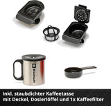 Cafetera espresso inalámbrica Einhell TE-CF 18 Li-Solo Power X-Change (18 V, depósito de agua de 240 ml, para café filtrado y cápsulas de café, asa de transporte, incl. taza de café con tapa, sin batería)