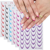 Nagelaufkleber con punta francesa - 6 Blatt Selbstklebende Nail Art Schablonen - Nagel Zubehör Und Dekoration