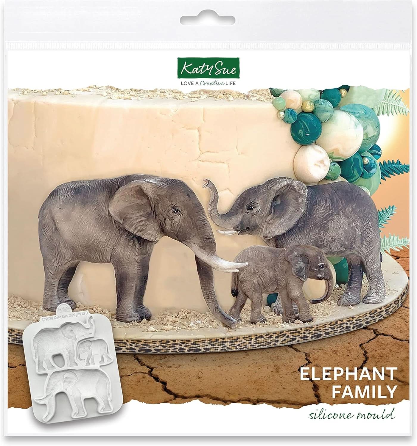 Katy Sue, Molde de Silicona Familia de Elefantes Cocina Naty Shop
