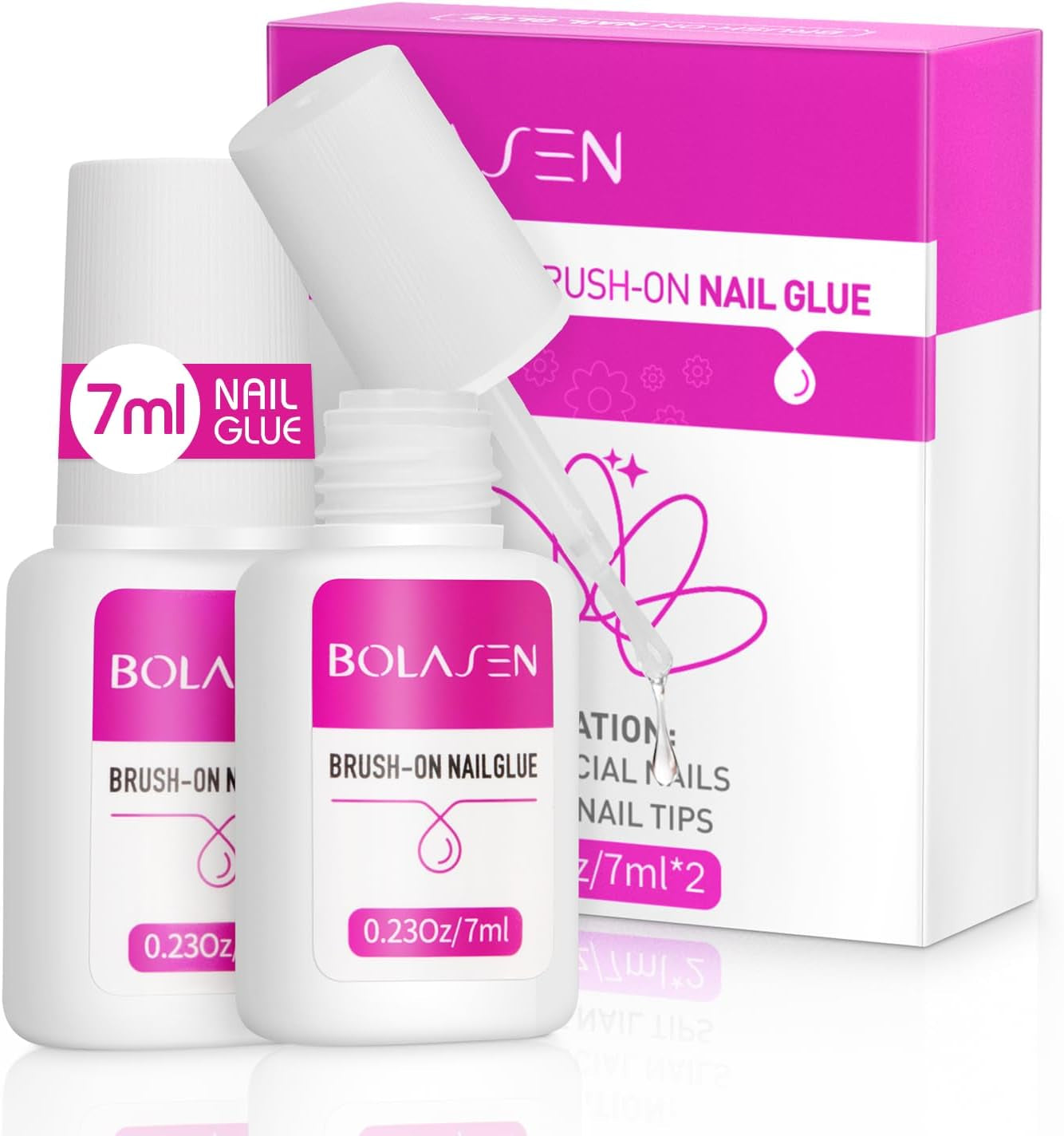 Pegamento para puntas de uñas, BOLASEN Pegamento para uñas extra fuerte, 4 piezas Pegamento para uñas agrietado, Pegamento para uñas, Pegamento para uñas artificial extra fuerte, Pegamento para uñas - 4 * 7 ml