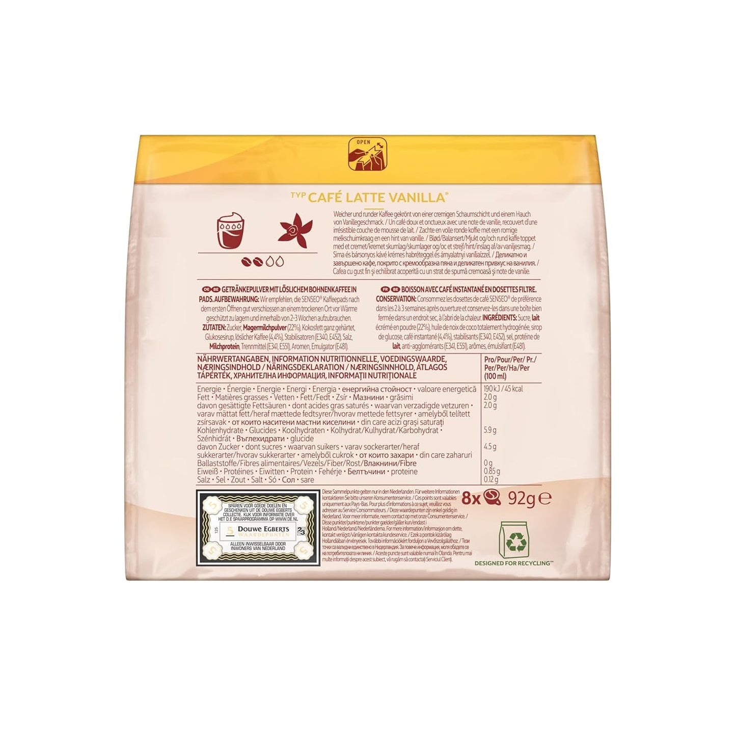 Senseo Pads Café Latte Vainilla, 5 x 8 Getränke, 40 Kaffeepads