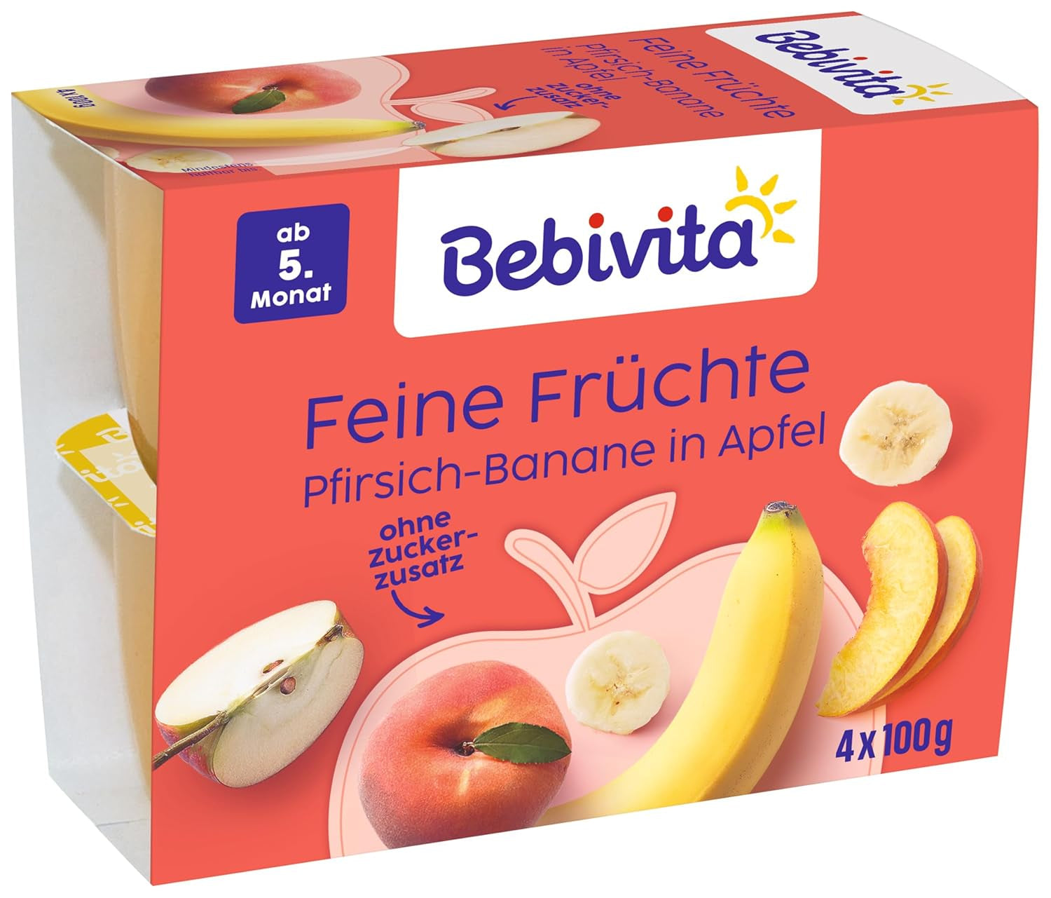 Pfirsich-Plátanos en Apfel, paquete de 6 (6 x 4 x 100 g)
