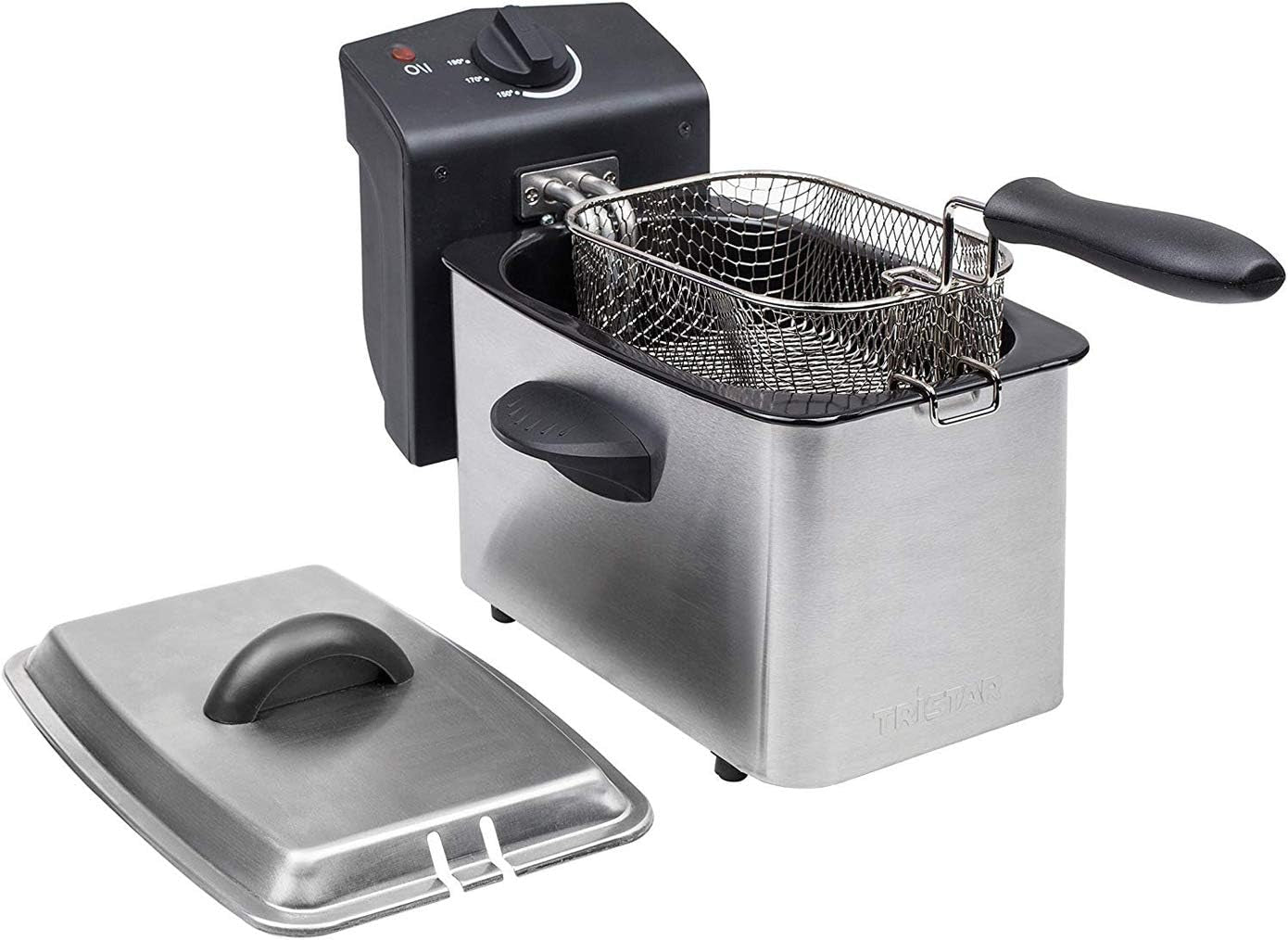 Freidora Tristar de acero inoxidable - Con 2 litros de capacidad, función zona fría y termostato regulable hasta 190°C, FR-6919, plateada Electrodomésticos Naty Shop
