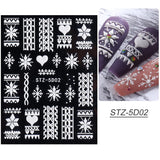 4 Blatt 3D Nagelsticker Weihnachten Nagelaufkleber Navidad 5D Stereoskopisch Selbstklebend Schneeflocke Schneemann Nail Art Sticker Dekoration Nageldesign Zubehör