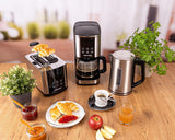 Cafetera espresso con filtro Rommelsbacher FKM 1000 - depósito de agua de 1,5 litros para 12 tazas de café, jarra de cristal, inicio diferido, función mantener caliente, función aroma, portafiltro extraíble 1x4