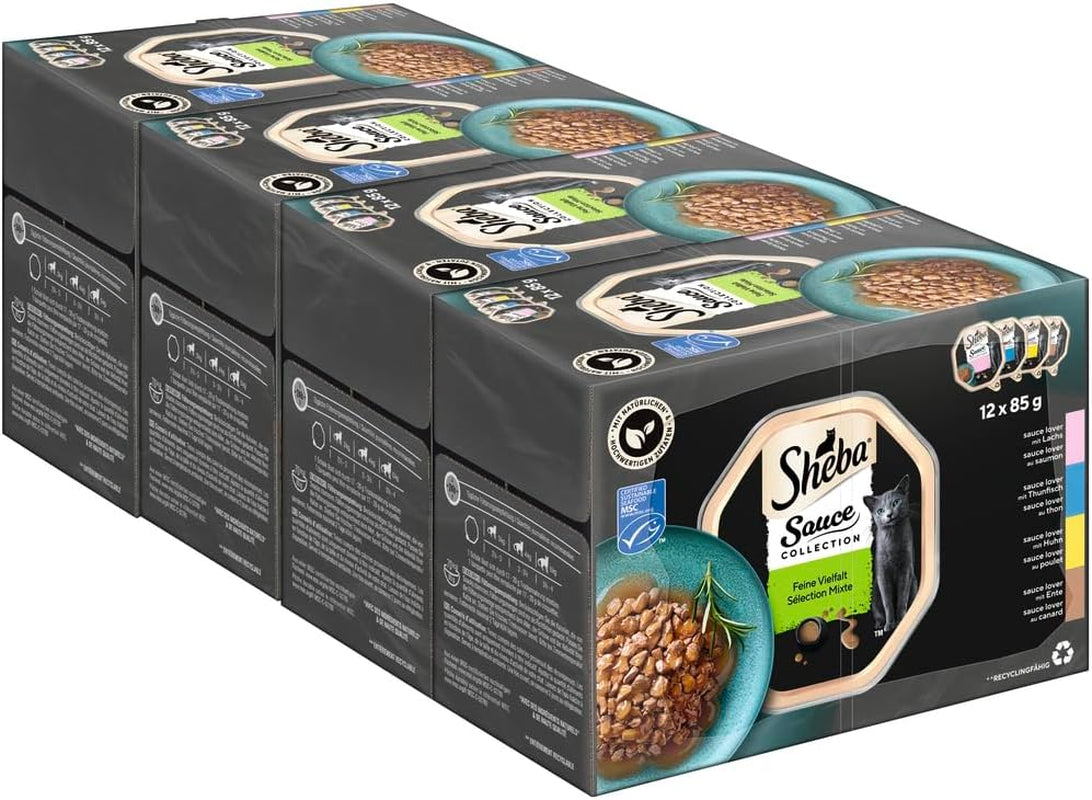 Bandeja recolectora de salsa Sheba Multipack, variedad fina MSC, 4x12x85g