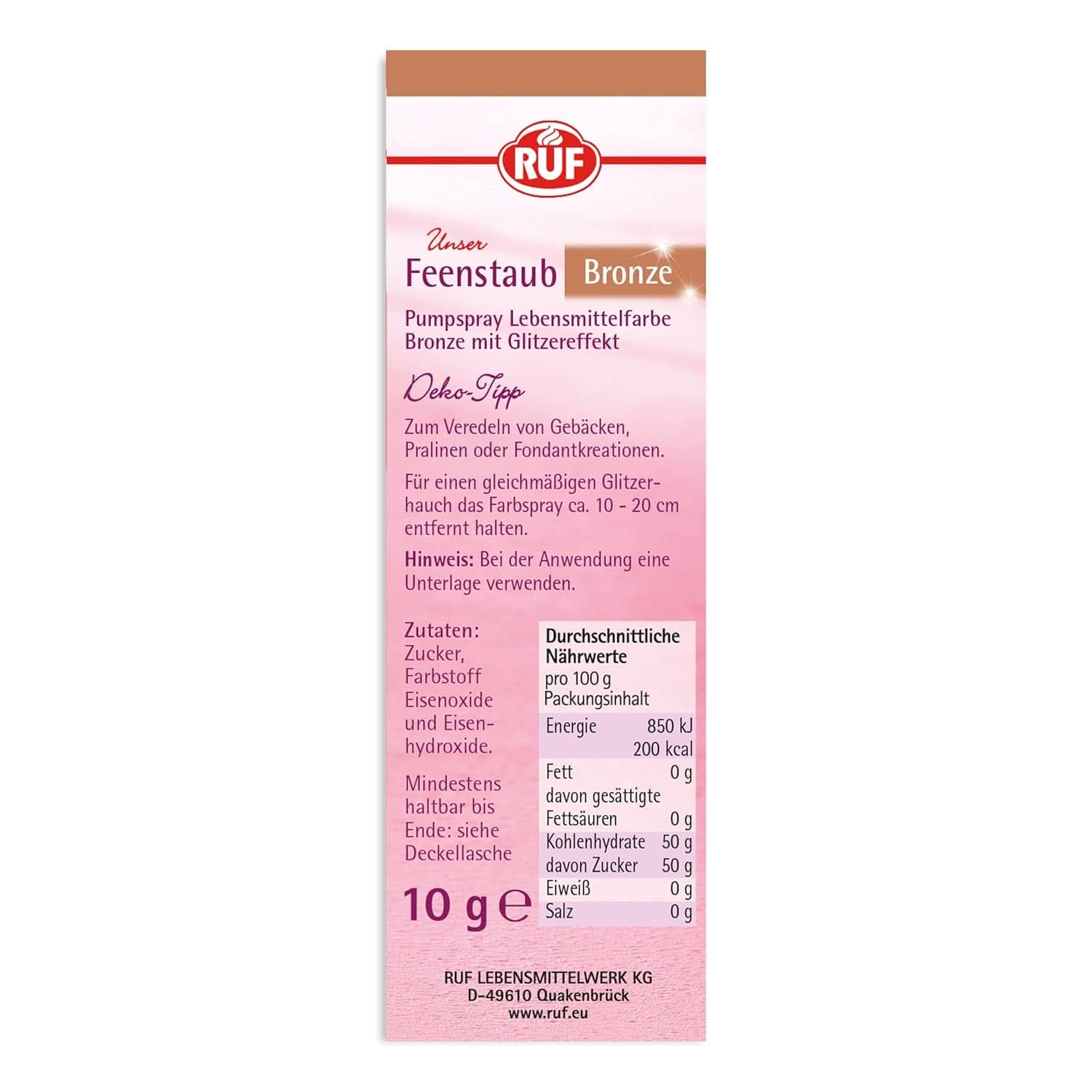 RUF Fairy Dust Polvo de purpurina comestible en botella pulverizadora con dosificador 10 gramos Sprinkles Naty Shop