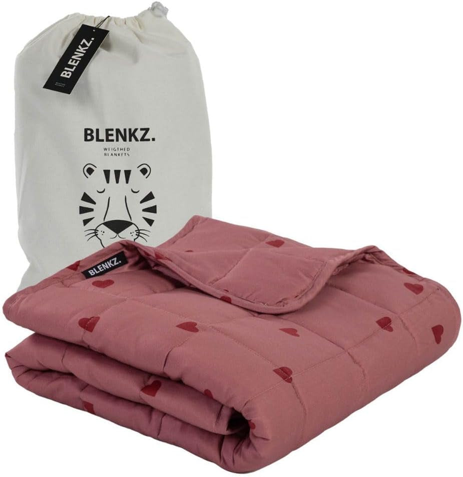 Manta de bebé ponderada | 3,5 kilos | 100X150Cm | Manta terapéutica | Mantas ponderadas | Manta Pesada (Cara De Tigre Azul, 3,5Kg-100X150 Cm) Camas y Mantas BLENKZ. Corazon rosa rojo 3,5Kg-100X150 Cm