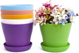Macetas Grandes de Plástico de 20 Cm con Platillos, Macetas Blancas con Riego Automático con Platillos, Macetas de Plántulas de Plástico, Macetas Engrosadas para Plantar en Interiores y Exteriores (6 Piezas)