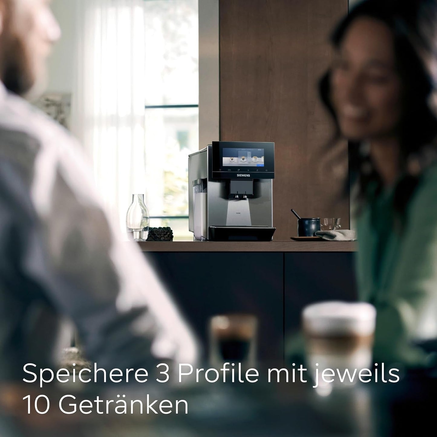 Siemens EQ900 TQ903D03 Cafetera Espresso Automática, Control App, Pantalla Táctil Intuitiva, Modo Barista, AromaBoost, Reducción de Ruido, Molinillo Premium, Limpieza Automática a Vapor, 1500 W, Acero Inoxidable