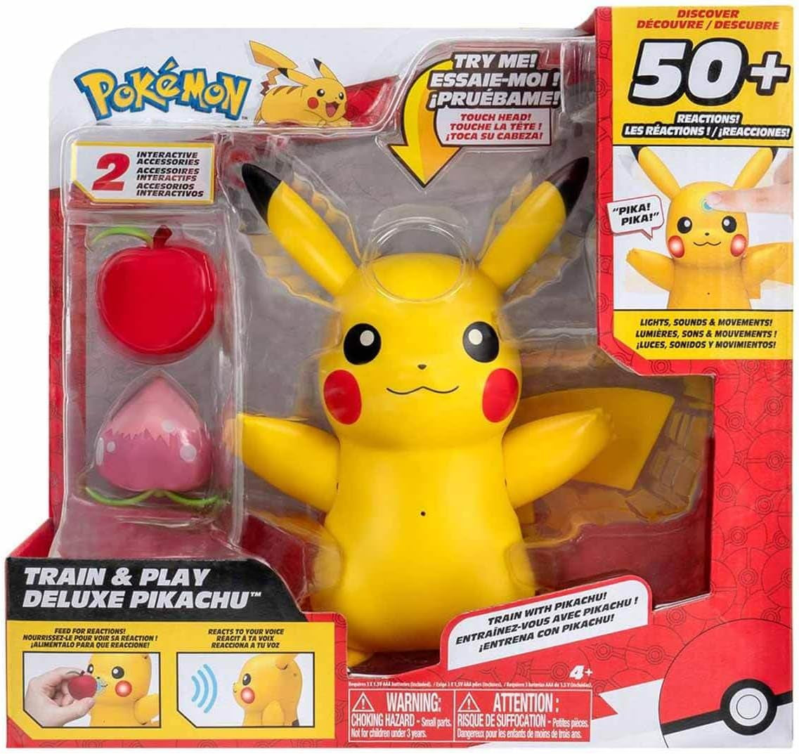 Pokémon PKW3330 - Deluxe My Partner Pikachu, Pikachu Oficial con luz, sonido y movimiento Figuras de acción Naty Shop