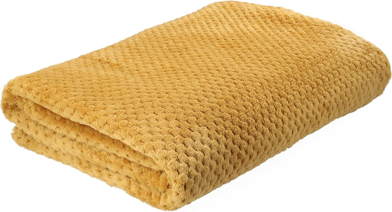 HOMLA Noah Manta decorativa suave - acogedora manta de fibra de poliéster para el hogar manta mullida para sofá cama - 150 X 200 cm patrón de grano de arroz color mostaza Camas y mantas Besuche den HOMLA-Store Default title