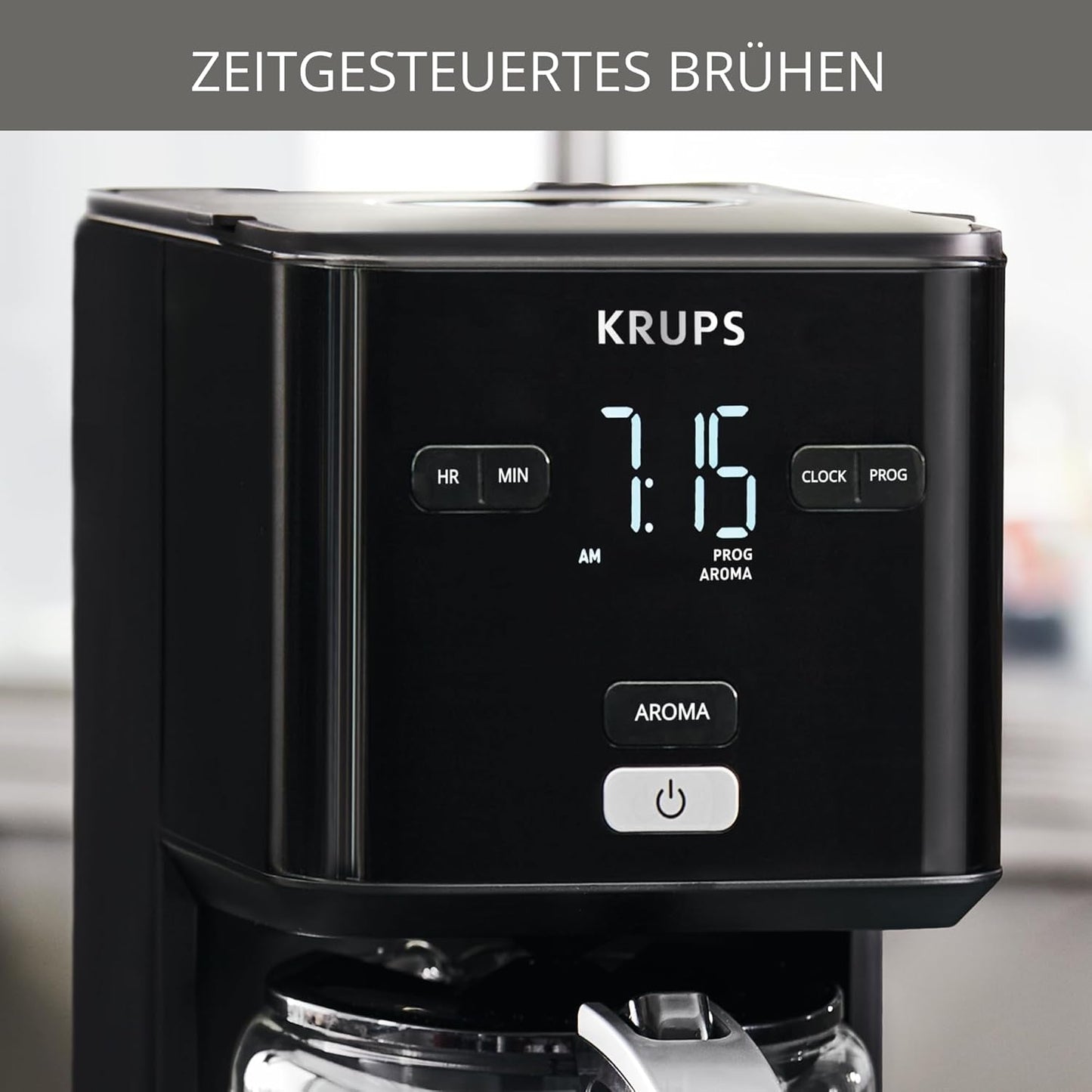 Cafetera Krups Smart'n Light con temporizador, para 1,25 litros de café filtrado, función mantener caliente, apagado automático, negra, KM600810