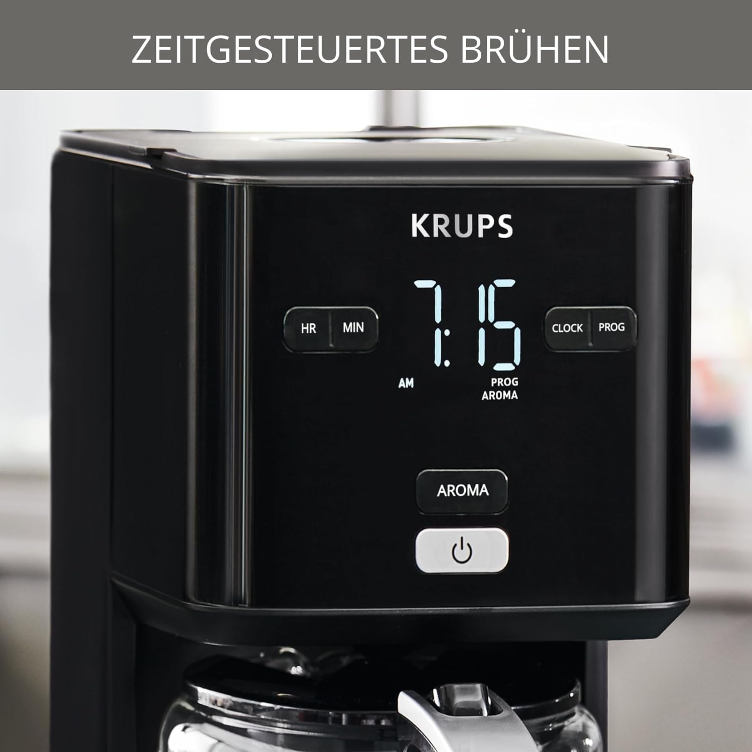 Cafetera Krups Smart'n Light con temporizador, para 1,25 litros de café filtrado, función mantener caliente, apagado automático, negra, KM600810
