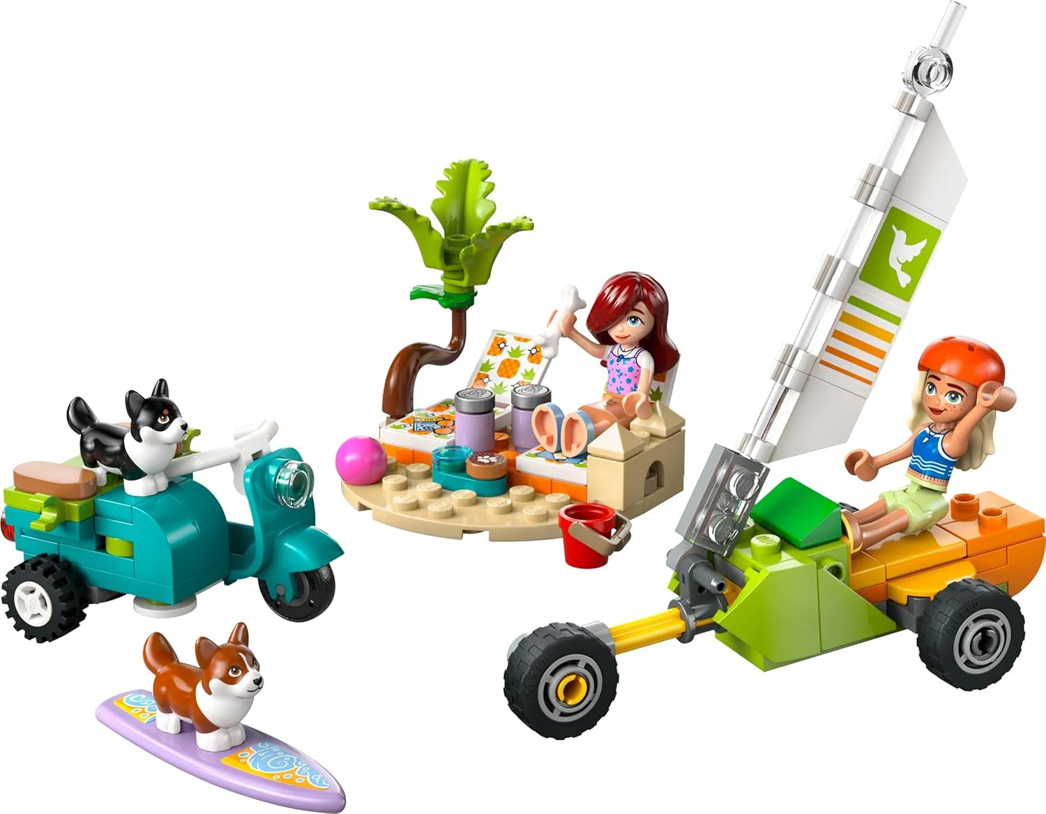 LEGO Friends Aventura en la playa con perros, juguete de construcción para niñas de 6 años, juego de animales con 2 minifiguras y 2 figuras de Corgi, regalo creativo para niños, juego de construcción de aventura con tabla de surf 42641 Juegos de construcción Besuche den LEGO-Store