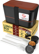 Umami Fiambrera para Adultos, Fiambrera Bento Apilable con 4 Cubiertos y Compartimentos, Fiambrera para Adultos, Ensaladera para Llevar, Fiambrera para Picnic/Oficina, Gris Antracita, Cajas de Almacenamiento de Alimentos 1500ml Naty Shop Sapele Negro L - 1500 Ml Apilables Una Dentro De Otra