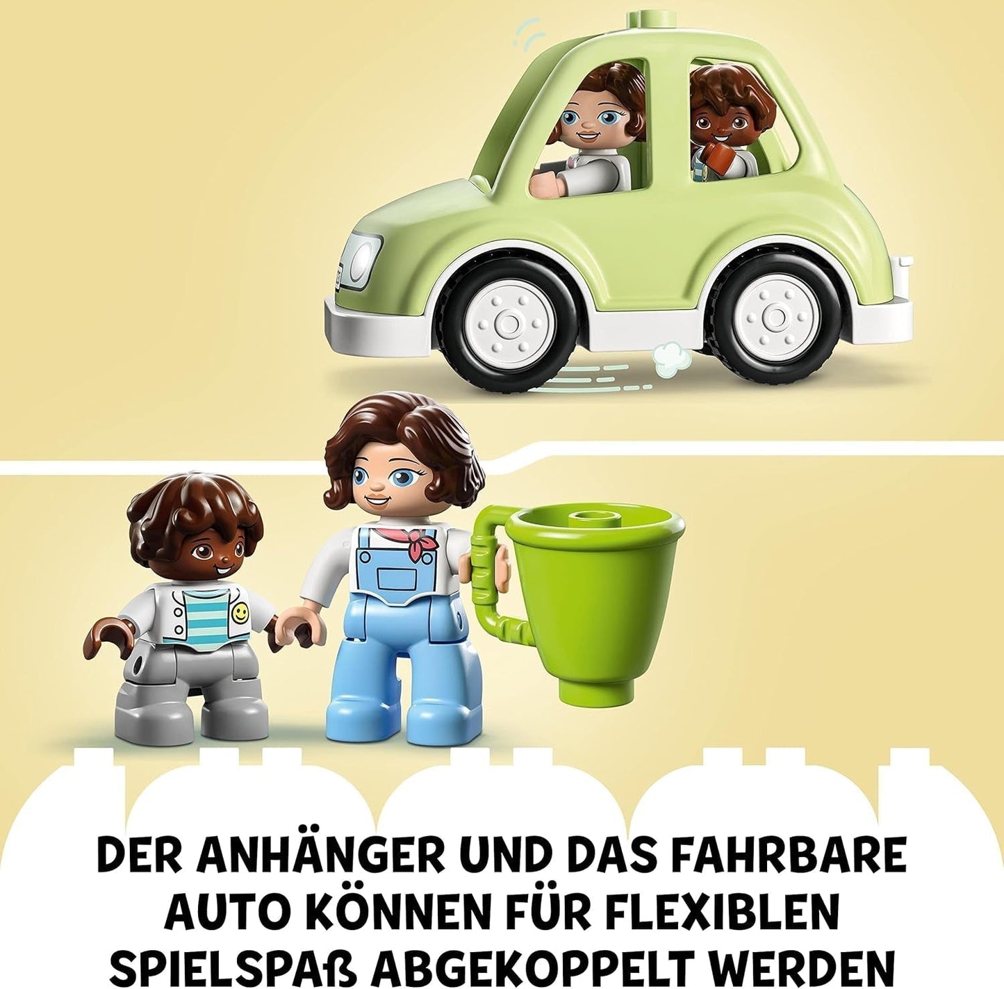 LEGO 10986 DUPLO En Casa Sobre Ruedas, coche de juguete con ladrillos grandes, figuras y coche de juguete para niños y niñas a partir de 2 años, desarrolla la motricidad fina Juegos de construcción Besuche den LEGO-Store