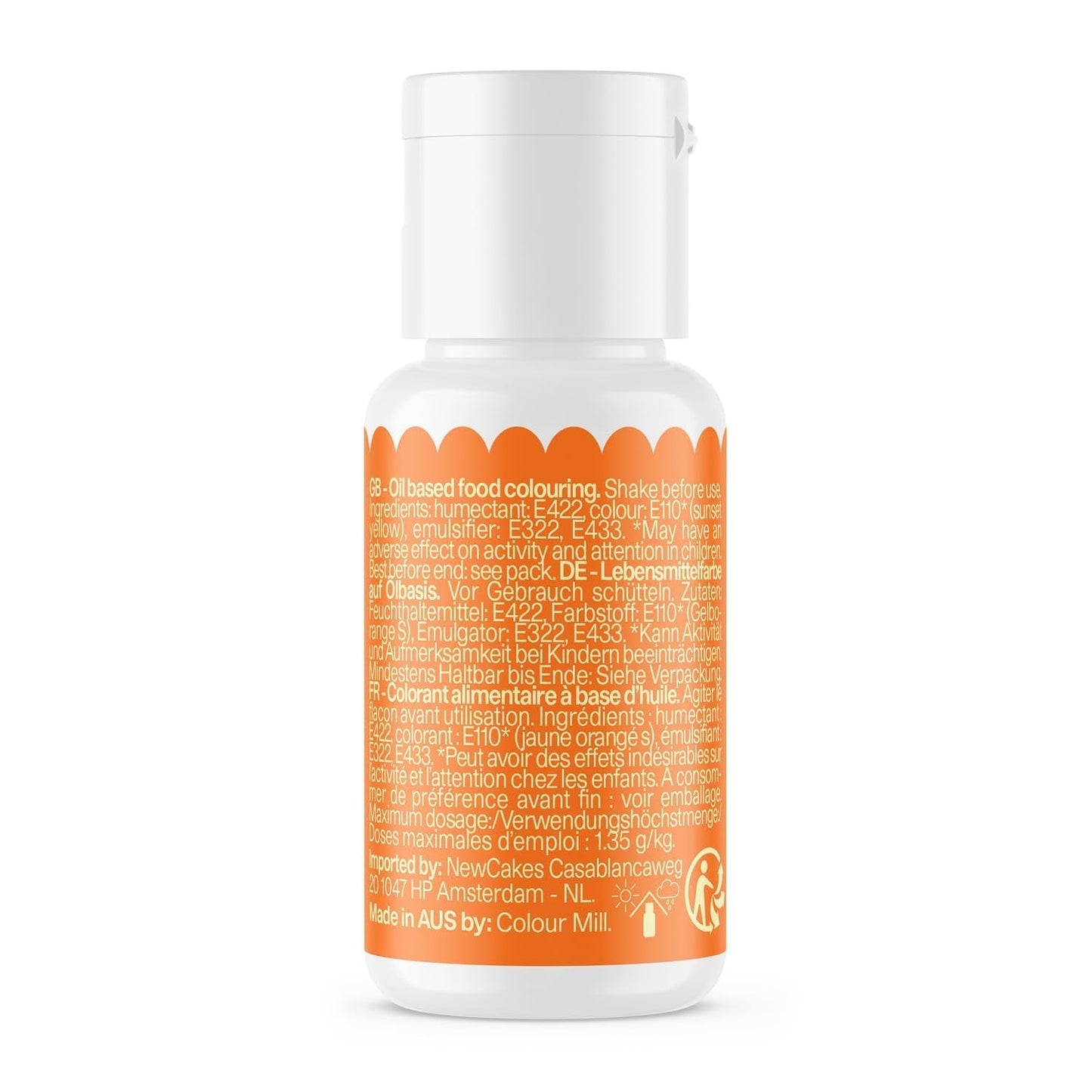Colorante alimentario a base de aceite de naranja Color Mill - Colorante alimentario para chocolate, fondant, muffins, tartas, repostería, macarrones - Colorante alimentario para decorar tartas - 100 ml