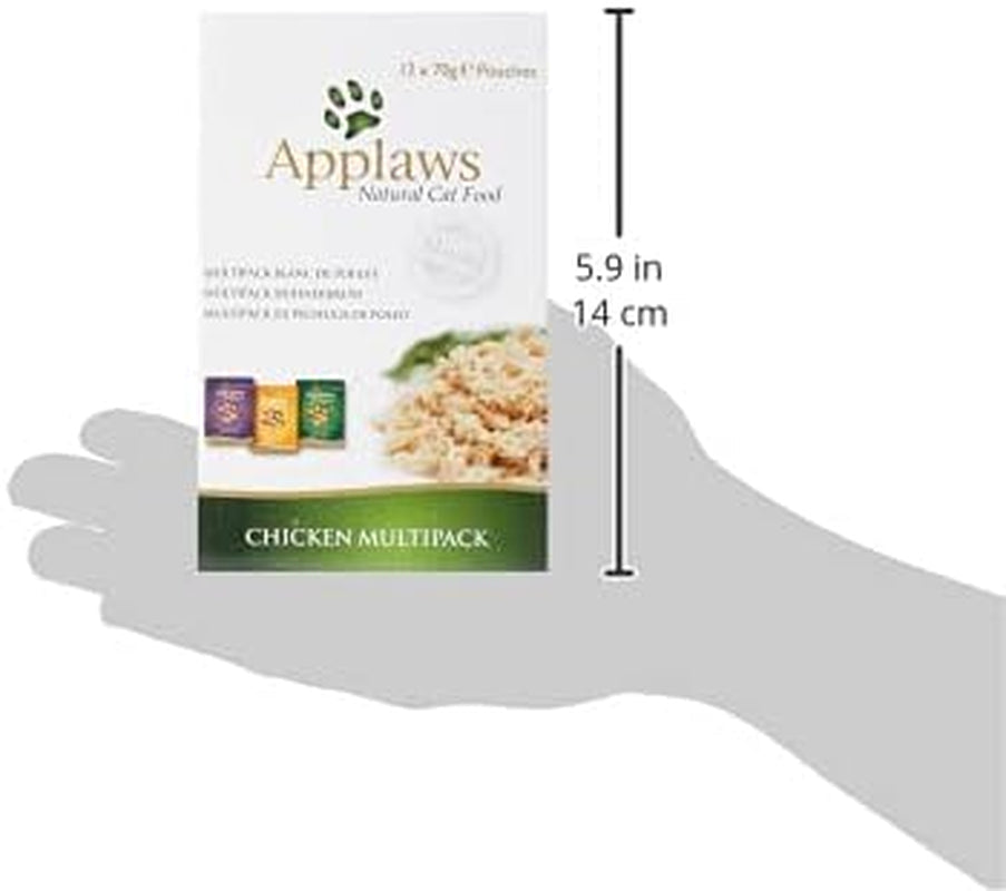 Applaws Premium Comida Húmeda Natural para Gatos, Selección de Pollo en Sopa 70g Sobres Porcionados (12x70g)
