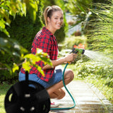 Relaxdays Enrollador de manguera, para 30 m de manguera de 1/2", acero, plástico, soporte para manguera, HL: 38 x 42 x 31 cm, negro-gris
