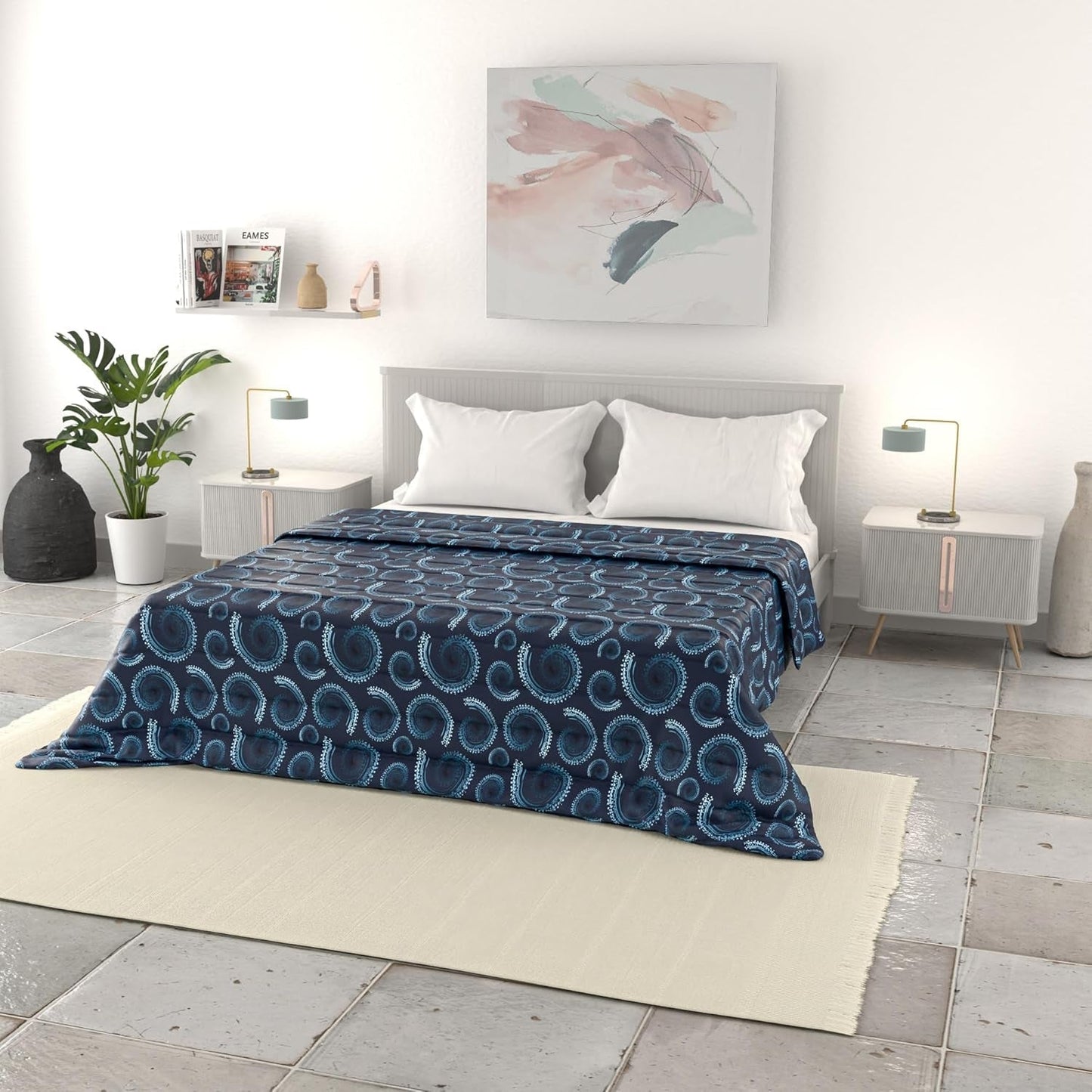 Ropa de Cama Italiana Edredón Básico de Verano, Microfibra Estampada, 250X240Cm, Círculo Edredones y Edredones Naty Shop Vortex 250X240Cm