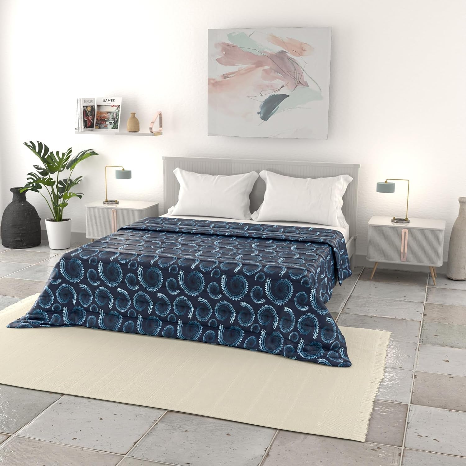 Ropa de Cama Italiana Edredón Básico de Verano, Microfibra Estampada, 250X240Cm, Círculo Edredones y Edredones Naty Shop Vortex 250X240Cm