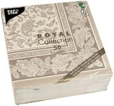 Papstar, 50 servilletas "ROYAL Collection" pliegue 1/4 40 Cm X 40 Cm Mocca "Ornaments", #19894