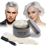 Tinte para el cabello morado de 4.23 oz, color de cabello temporal con cepillos, cera para el tono del cabello para hombres y mujeres, crema para el cabello instantánea, pomada de peinado natural, DIY Cosplay, cera para el cabello de Halloween, tinte para el cabello Naty Shop blanco