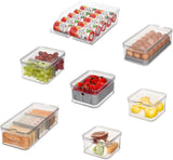 InterDesign Cajas de almacenamiento, organizador para frigorífico con tapa en juego de 5, cajas de plástico reciclado para organizar consumibles, transparente y blanco Naty Shop Cajas de almacenamiento de alimentos transparentes, gris, juego de 7
