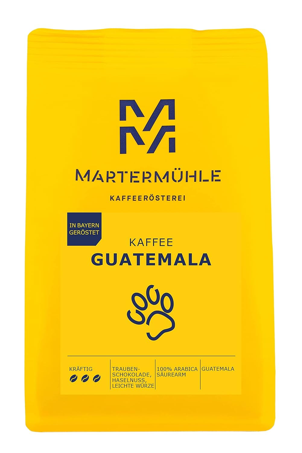 Café en grano Martermühle Guatemala 1kg fuerte | árabe | Sabores: Avellanas, Especias ligeras, Chocolate con uvas | Granos de café enteros de tostado ligero, Baja acidez
