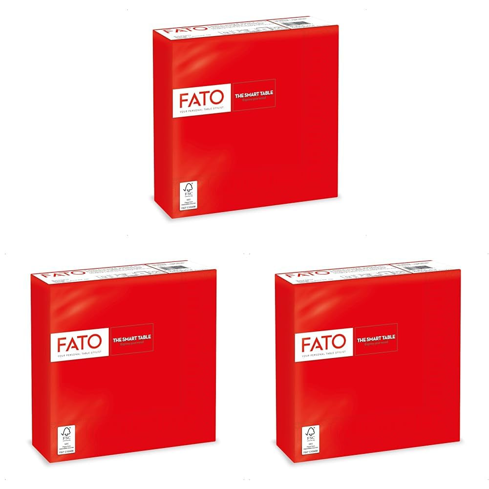 - Servilletas de papel desechables, ideales para almuerzos informales y buffets, paquete de 50 servilletas, tamaño 33X33, 4 pliegues, 2 capas, rojo, papel de celulosa 100% puro, certificado Fsc