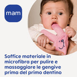 MAM Mordedor de Conejo, Guante de Microfibra para el Cuidado Bucal, 0+ Meses, Rosa