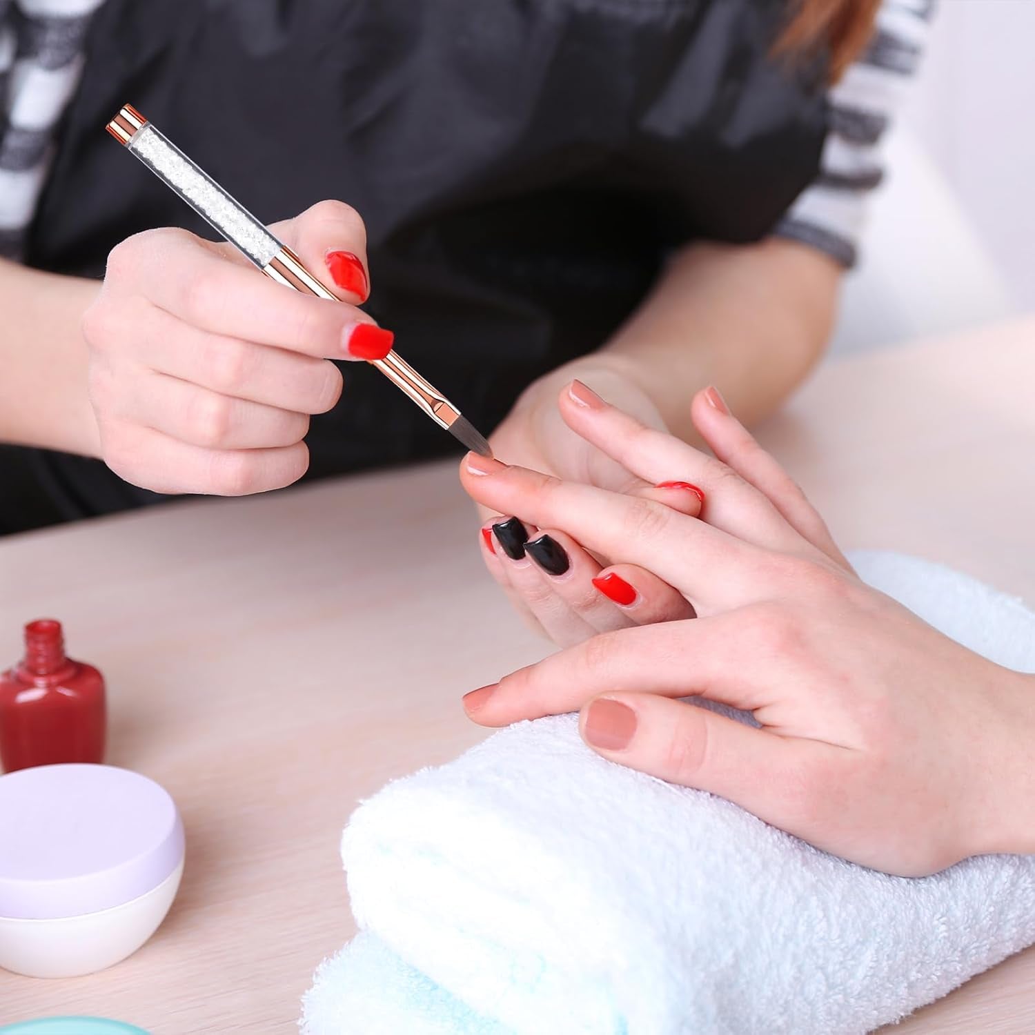 6 uds cepillos de uñas con tapa uñas Gel UV cepillo de uñas acrílico cepillo de Gel de uñas juego de pinceles parciales para decoración de uñas