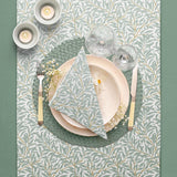 PAW - Camino de Mesa Airlaid (40 Cm X 24 M) I Decoración de Mesa para Comunión, Confirmación, Boda, Aniversario, Fiesta en el Jardín, Bautizo I Decoración de Mesa Elegante Cinta de Mesa - Rama de Sauce I Rama de Sauce