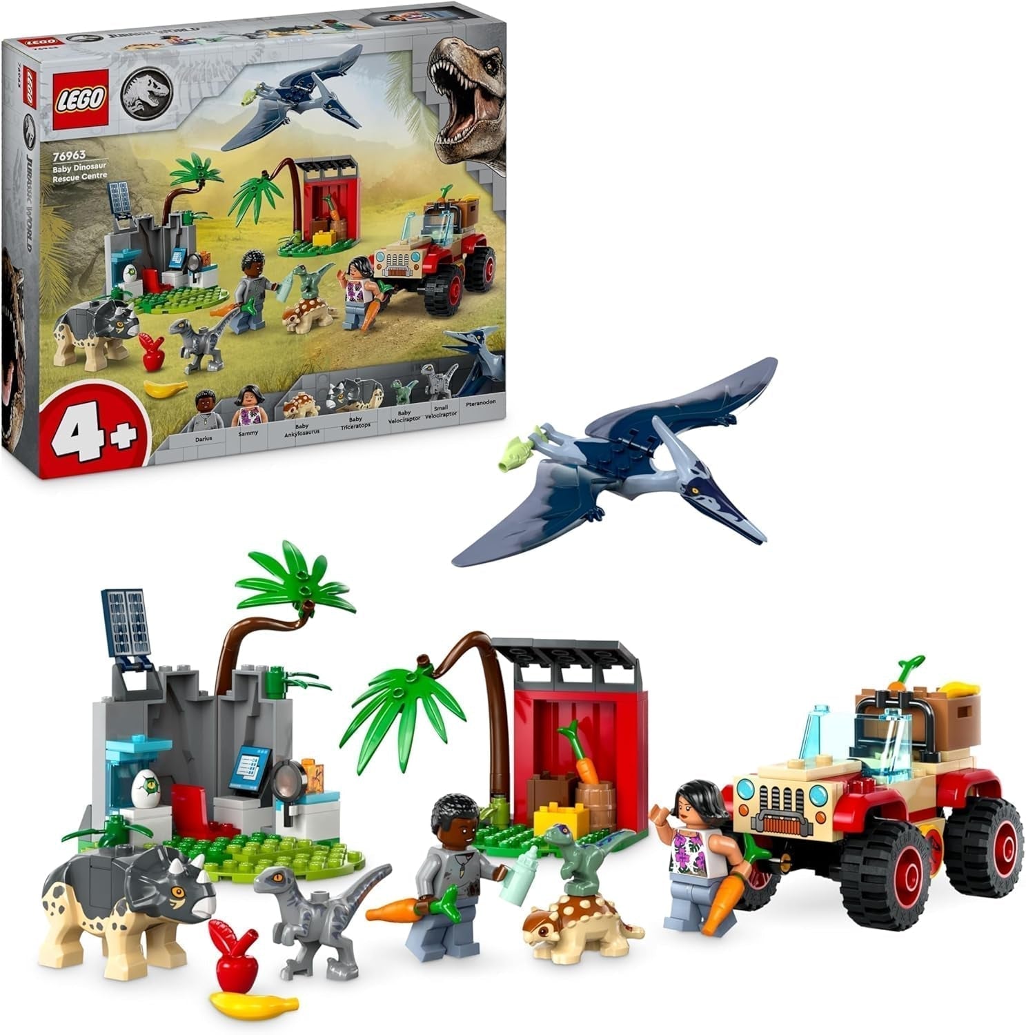 LEGO Jurassic World Centro de Rescate para Bebés Dinosaurios Set con Pequeñas Figuras de Dinosaurios Incluyendo Triceratops, Anquilosaurio y Velociraptor Regalo de Construcción para Niños y Niñas 4 Años 76963 Juegos de Construcción Besuche den LEGO-Store Singur