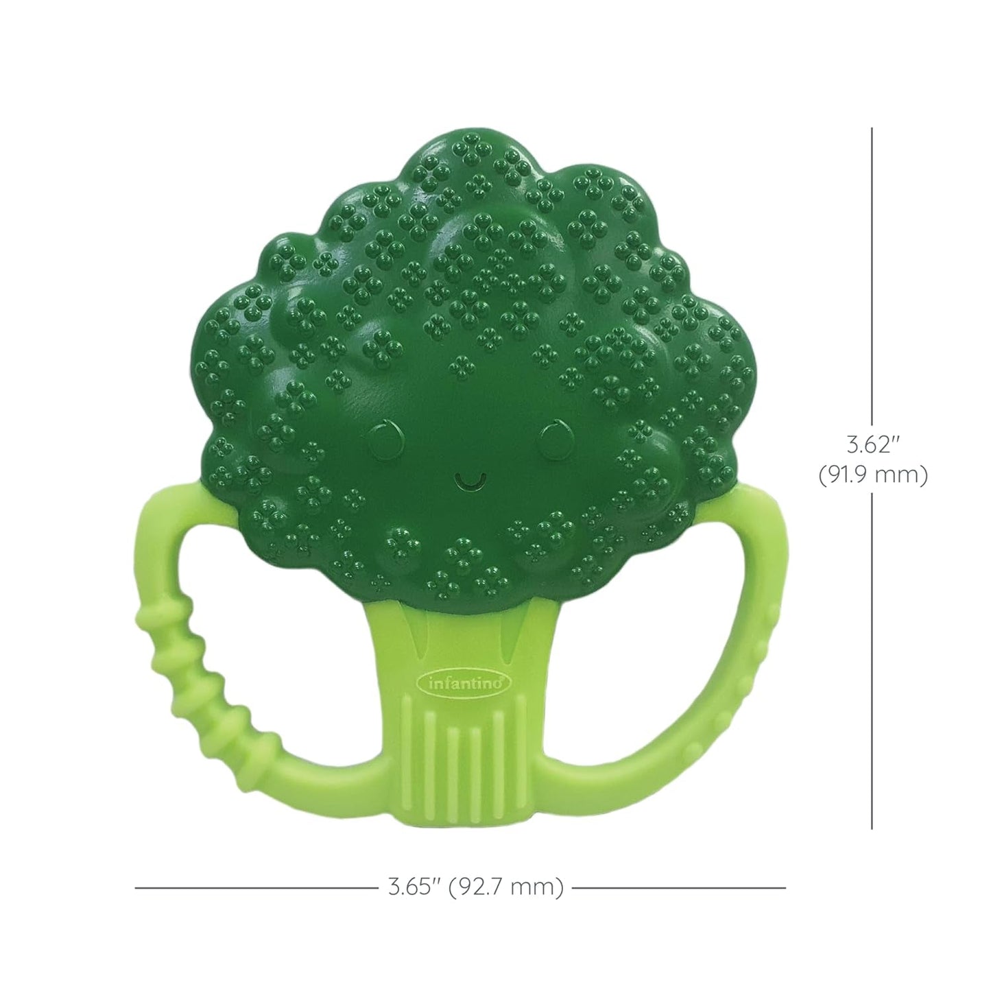 Infantino Lil' Nibbles, Mordedor de silicona texturizada, juguete mordedor para bebé sin BPA, suave, fácil de sostener, estimulación sensorial para bebés, brócoli