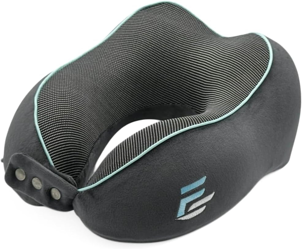 Flagshipper almohada para el cuello de avión - almohada para el cuello para adultos - almohada para el cuello para el automóvil - almohada de viaje viscoelástica - lavable con respaldo estrecho (terciopelo suave y transpirable) - ajustable, gris Naty Shop Almohadas ortopédicas cervicales